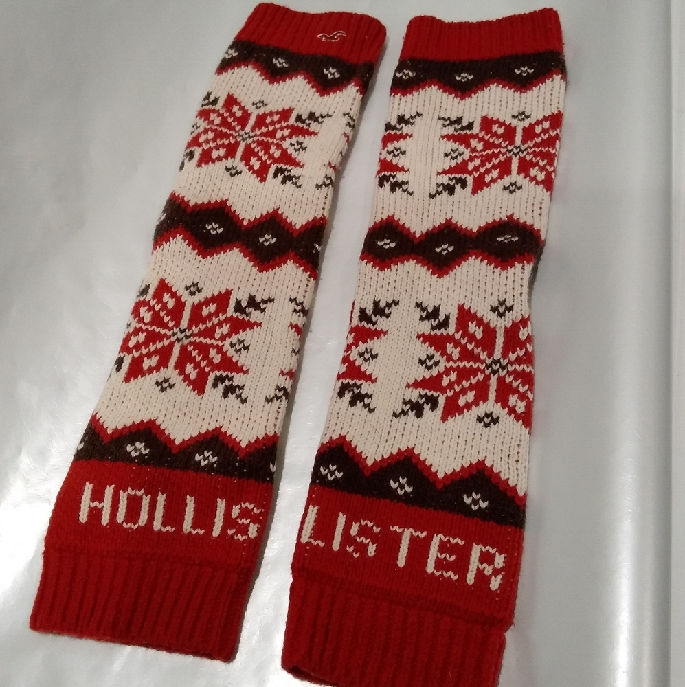 HOLLISTER Leg Warmers! Red & White Snowflake Design!